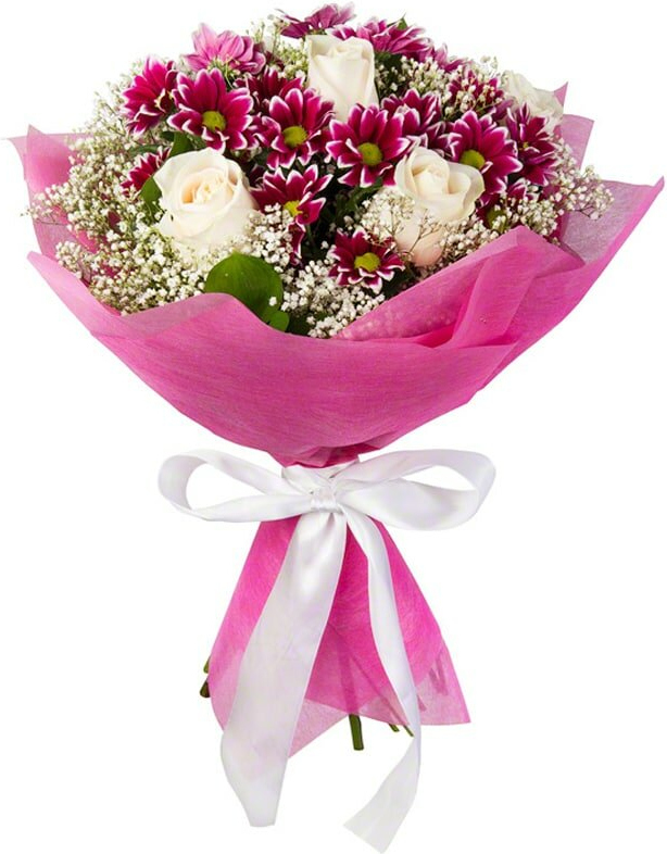 Букет из хризантем и роз Букет «Три желания»